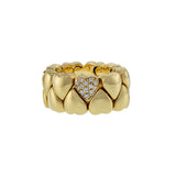 Estate Cartier 18KT Yellow Gold and Round Cut Diamond Puffy Heart Ring