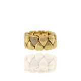 Estate Cartier 18KT Yellow Gold and Round Cut Diamond Puffy Heart Ring