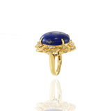 Retro Era 18KT Yellow Gold Lapis Lazuli And Diamond Ring