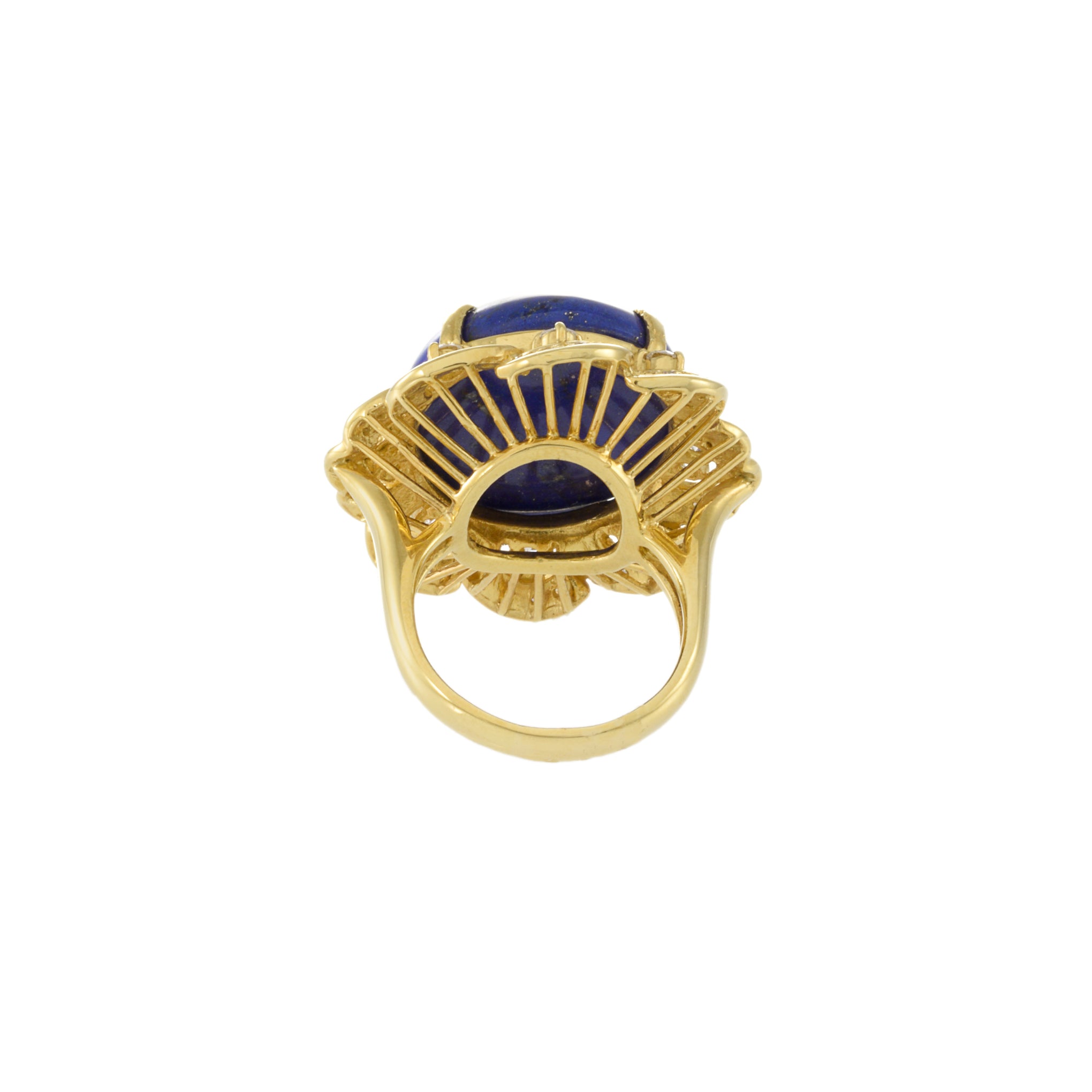 Retro Era 18KT Yellow Gold Lapis Lazuli And Diamond Ring