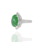 18KT White Gold Jade and Diamond Ring