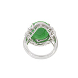 18KT White Gold Jade and Diamond Ring