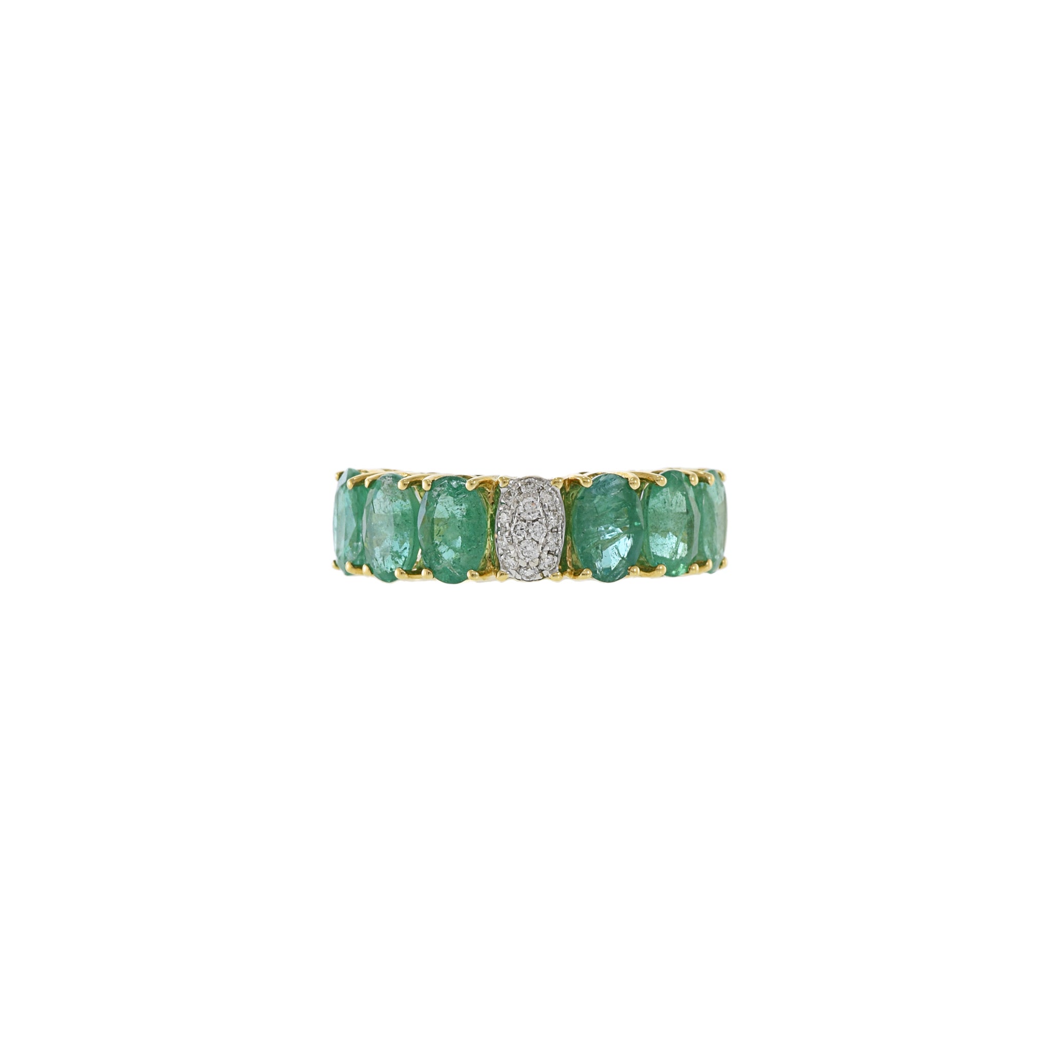 18KT Yellow Gold Emerald And Diamond Ring