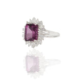 18KT White Gold Rhodolite Garnet And Diamond Cocktail Ring