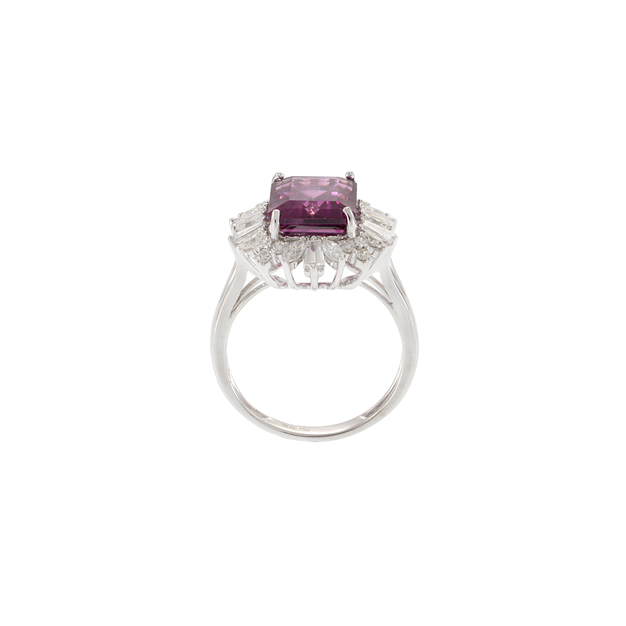 18KT White Gold Rhodolite Garnet And Diamond Cocktail Ring