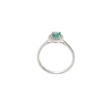 18KT White Gold Round Cut Diamond and Emerald Ring