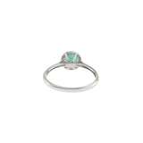 18KT White Gold Round Cut Diamond and Emerald Ring