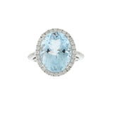 18KT White Gold Aquamarine and Diamond Cocktail Ring