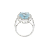 18KT White Gold Aquamarine and Diamond Cocktail Ring