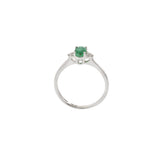 18KT White Gold Oval Emerald and Diamond Ring