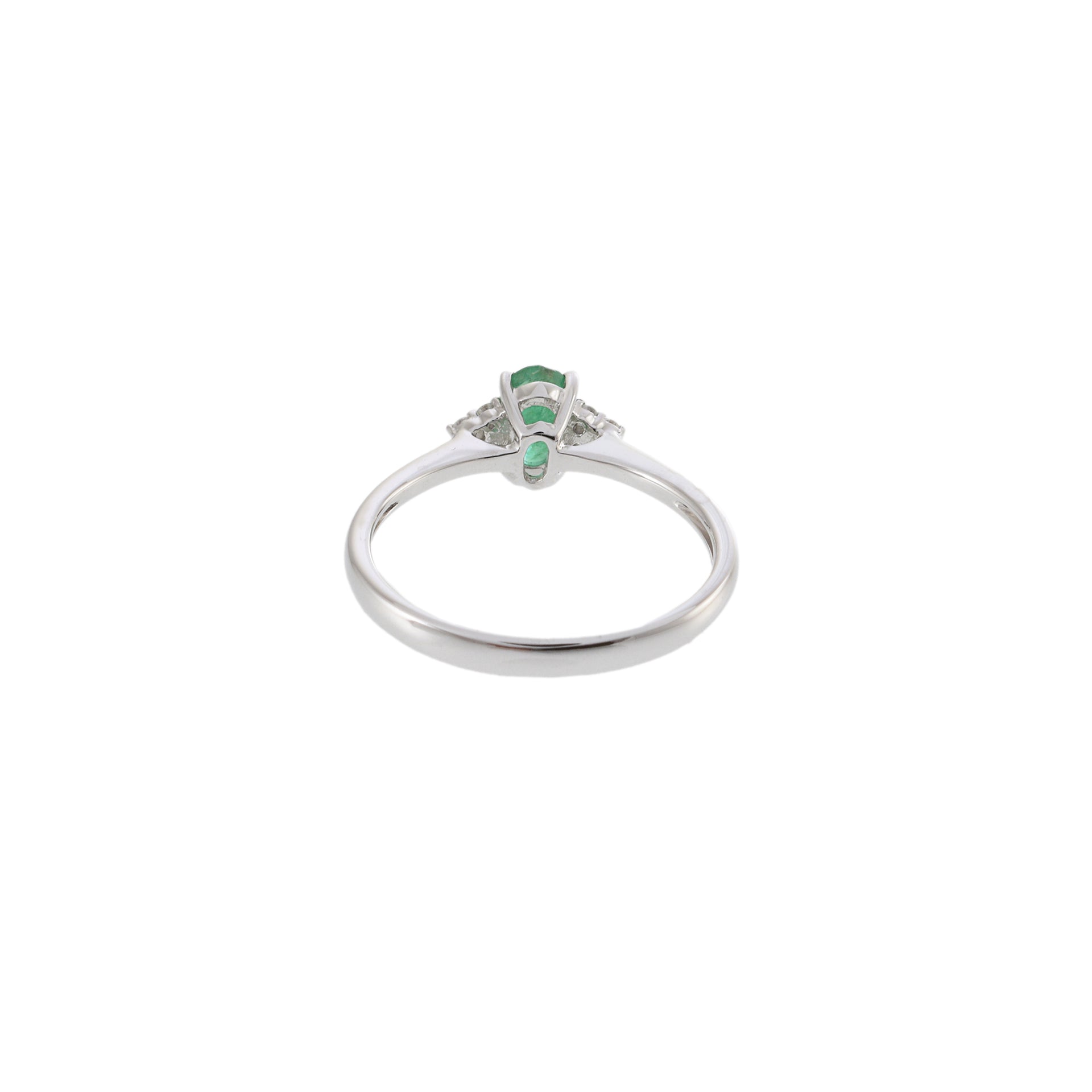 18KT White Gold Oval Emerald and Diamond Ring