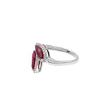 18KT White Gold Ruby and Diamond Double Petal Ring