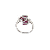 18KT White Gold Ruby and Diamond Double Petal Ring