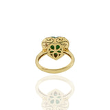 18KT Yellow Gold Jade And Diamond Heart Ring