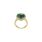 18KT Yellow Gold Jade And Diamond Heart Ring