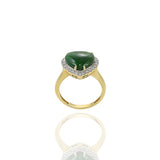 18KT Yellow Gold Jade And Diamond Heart Ring