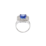 18KT White Gold Emerald Cut Tanzanite And Diamond Ring