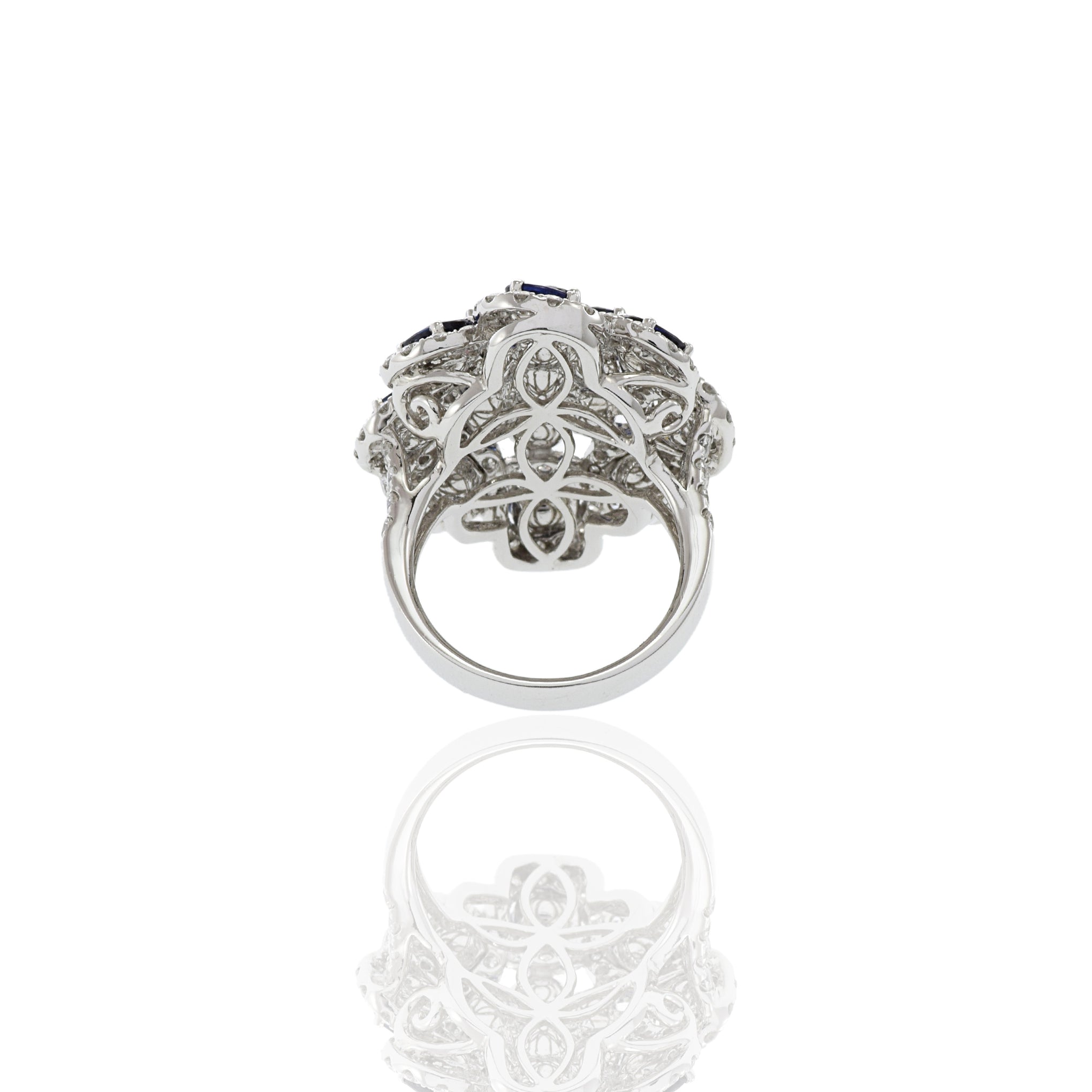 18KT White Gold Sapphire And Diamond Cocktail Ring