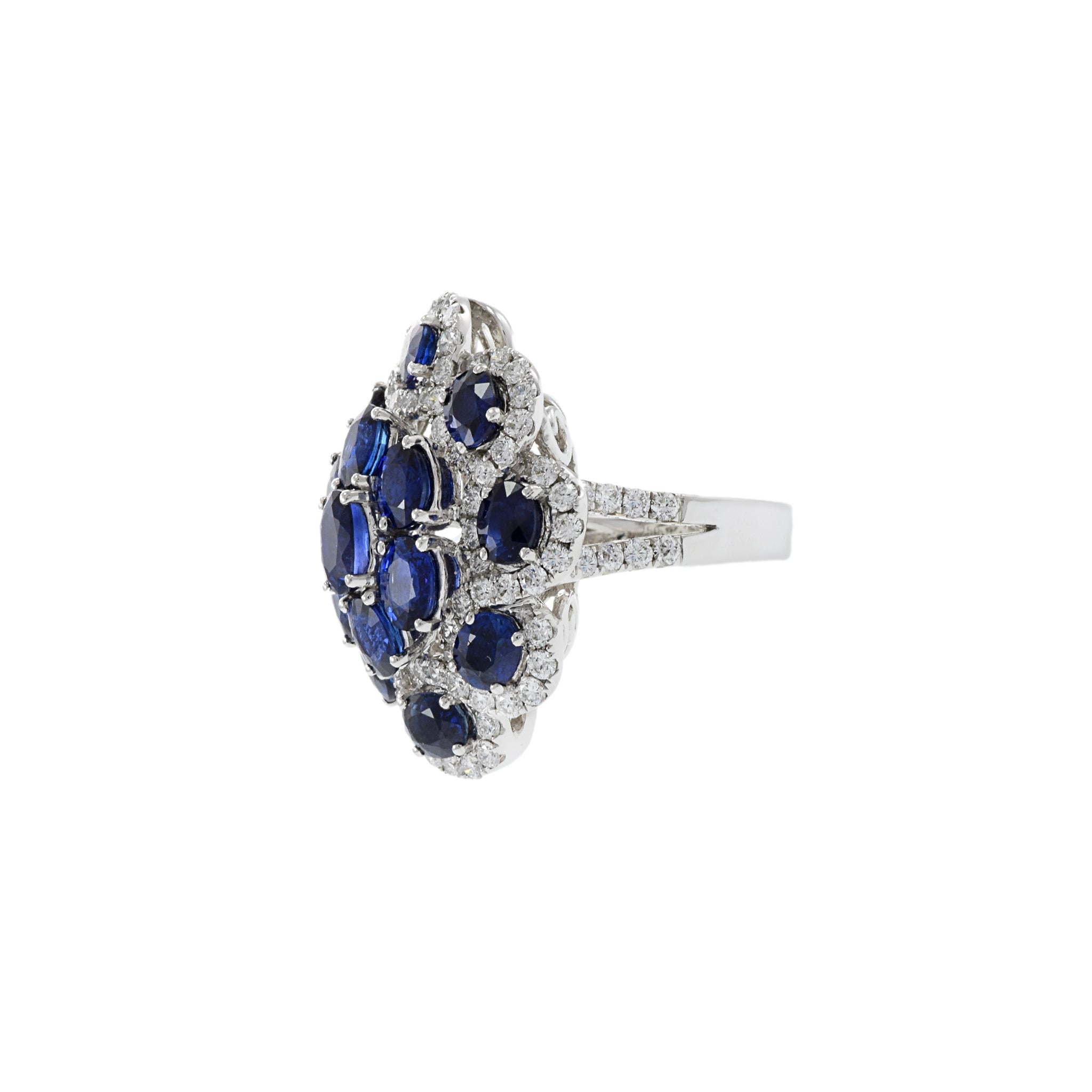 18KT White Gold Sapphire And Diamond Cocktail Ring