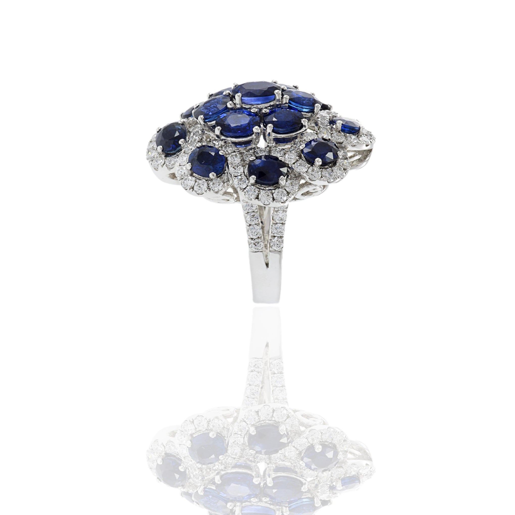 18KT White Gold Sapphire And Diamond Cocktail Ring