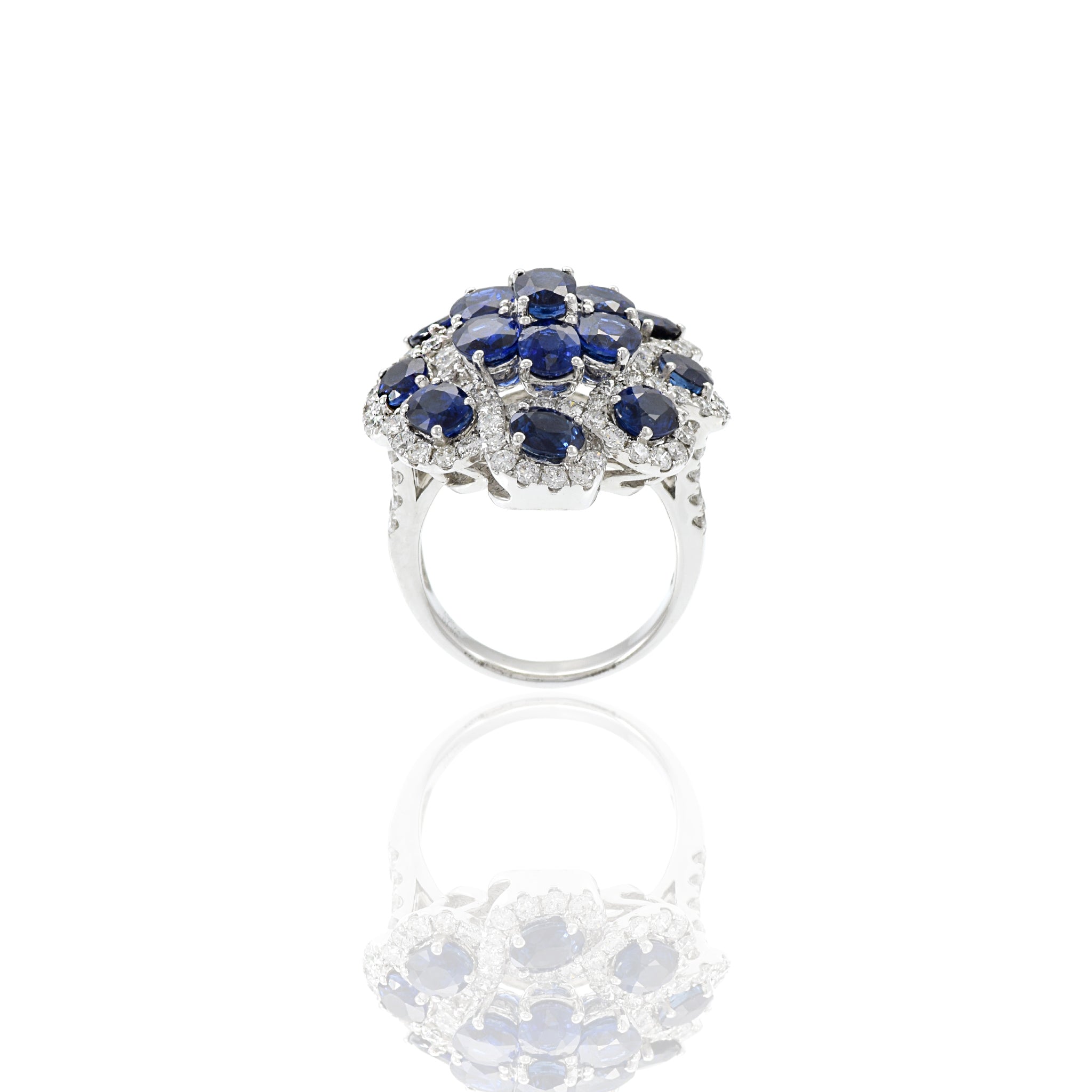 18KT White Gold Sapphire And Diamond Cocktail Ring