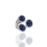 18KT White Gold Blue Sapphire And Diamond Cocktail Ring