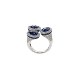 18KT White Gold Blue Sapphire And Diamond Cocktail Ring