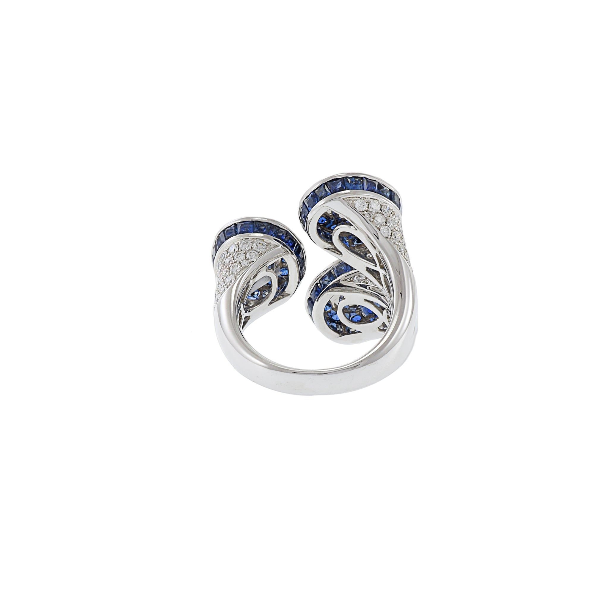 18KT White Gold Blue Sapphire And Diamond Cocktail Ring