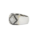 18KT White Gold Black and White Diamond Band