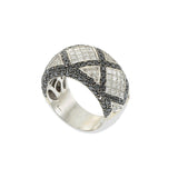 18KT White Gold Black and White Diamond Band