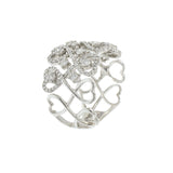 18KT White Gold Hearts Shaped Wide Diamond Band