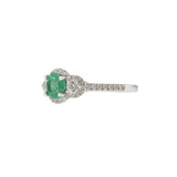 18KT White Gold Emerald and Diamond Ring