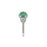 18KT White Gold Emerald and Diamond Ring