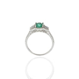 18KT White Gold Emerald and Diamond Ring