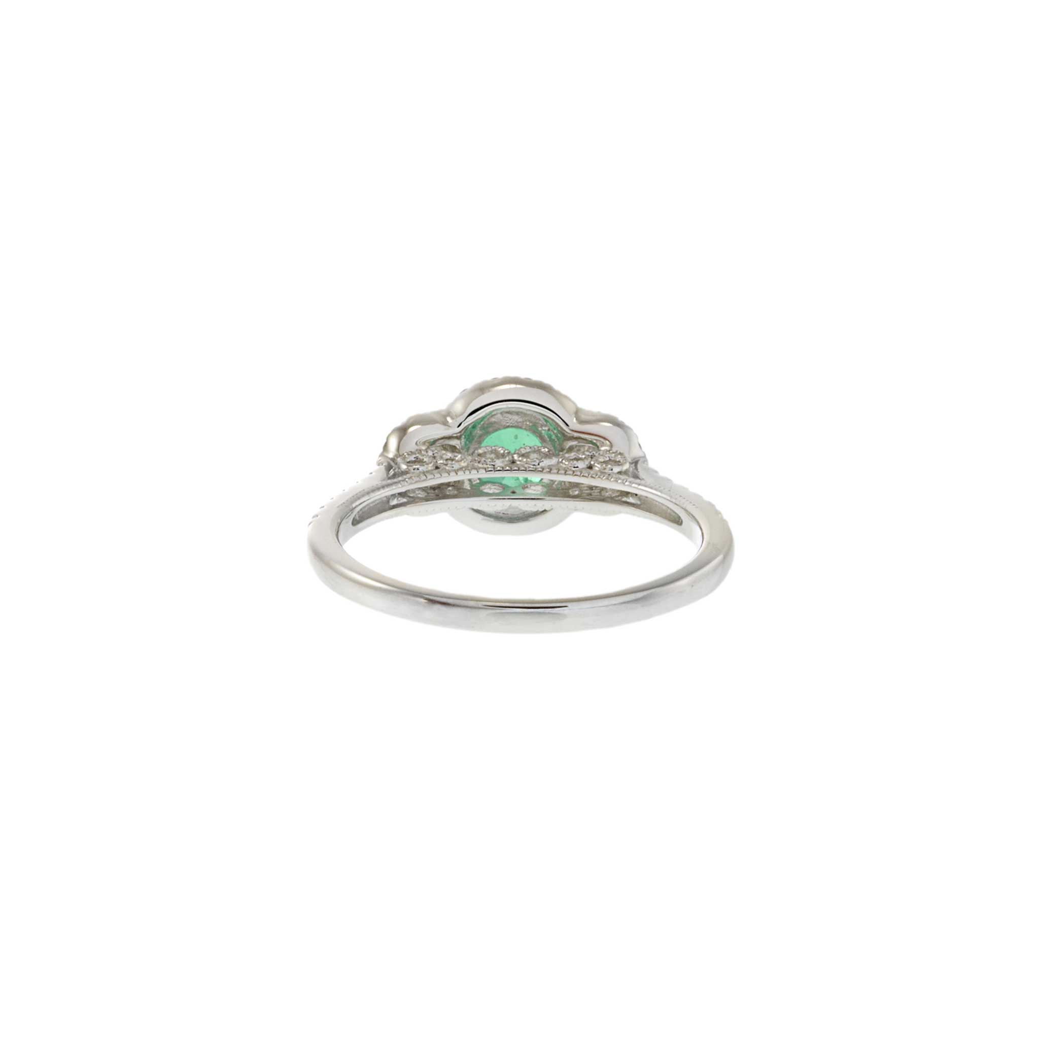 18KT White Gold Emerald and Diamond Ring