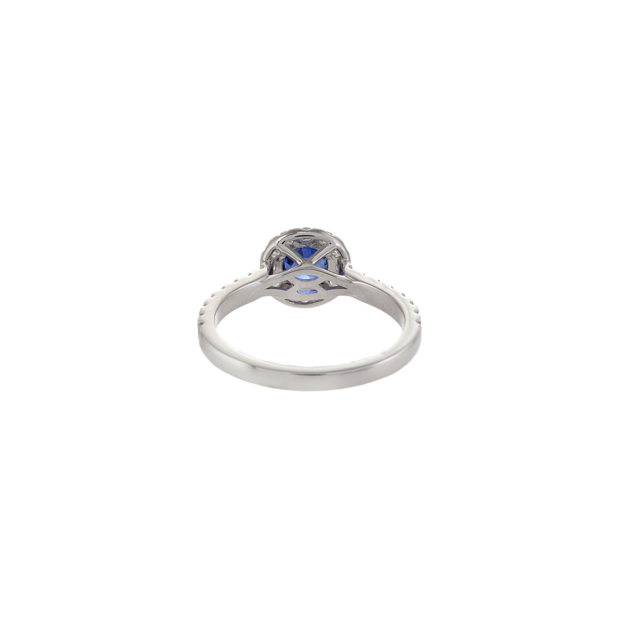 18KT White Gold Round Sapphire and Diamond Halo Ring