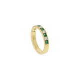 18KT Yellow Gold Princess Cut Diamond and Emerald Ring