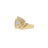 Vintage Retro Era 18KT Yellow Gold Triangular Diamond Ring