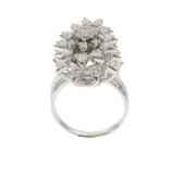 Vintage Retro Era 18KT White Gold Diamond Waterfall Cluster Ring