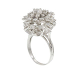Vintage Retro Era 18KT White Gold Diamond Waterfall Cluster Ring