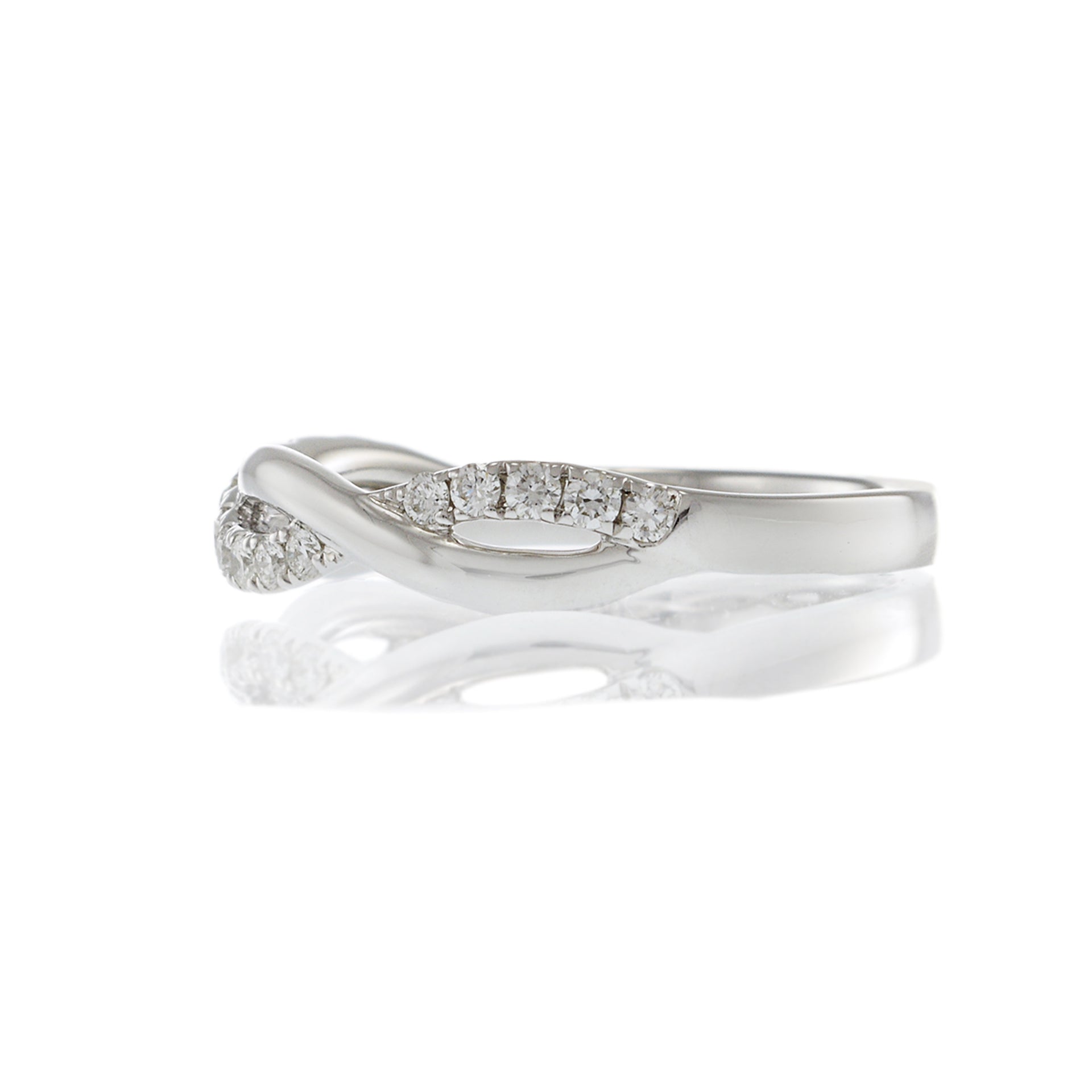 18KT White Gold Braided Diamond Band