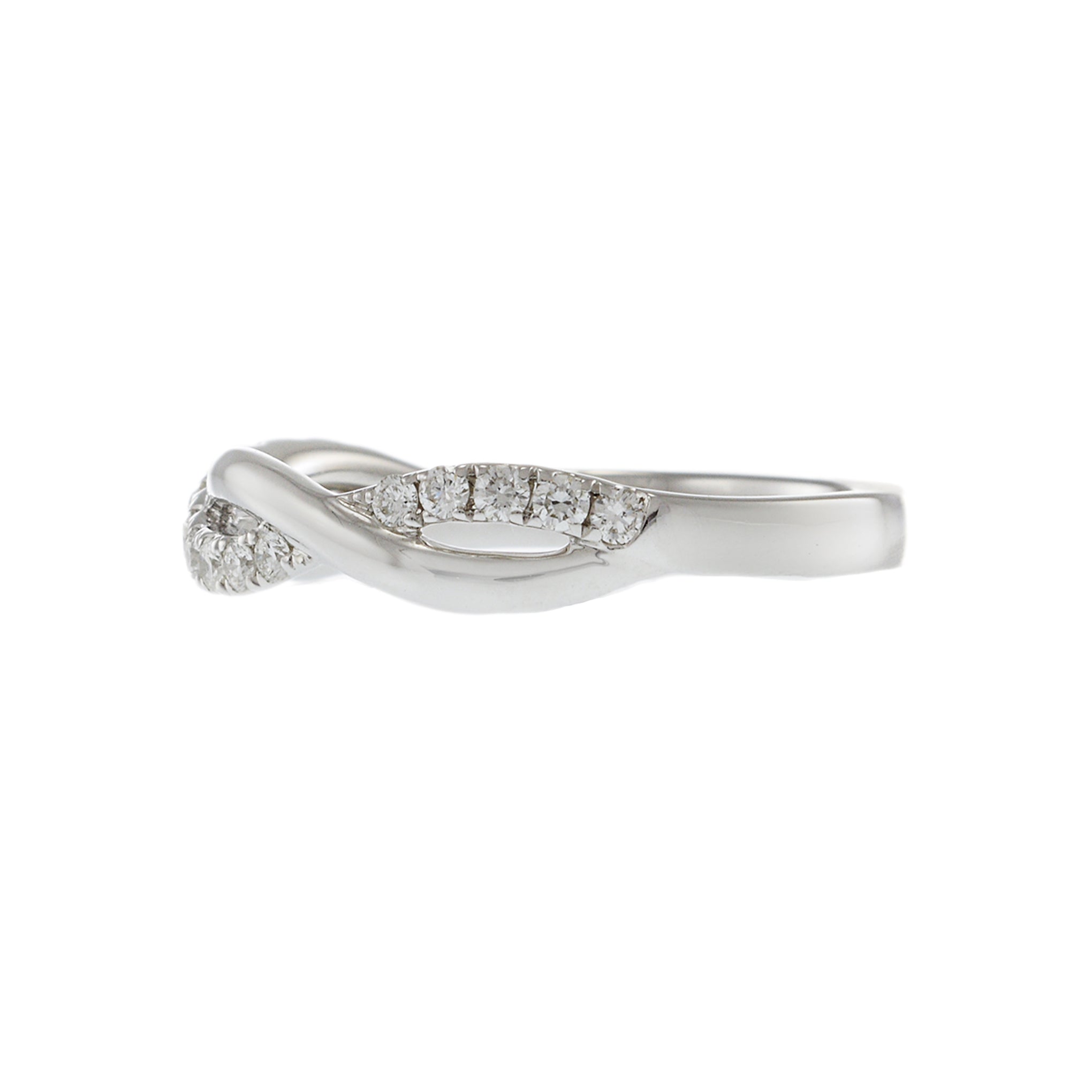 18KT White Gold Braided Diamond Band