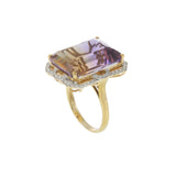 18KT Yellow Gold Ametrine and Diamond Halo Ring