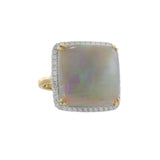 18KT Yellow Gold Square Opal and Diamond Ring