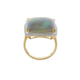 18KT Yellow Gold Square Opal and Diamond Ring