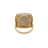 18KT Yellow Gold Square Opal and Diamond Ring