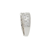 18KT White Gold Wide Diamond Band with Round and Baguette Cuts