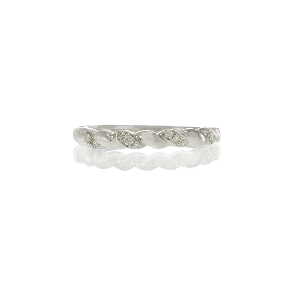 18KT White Gold Diamond Twisted Braid Ring