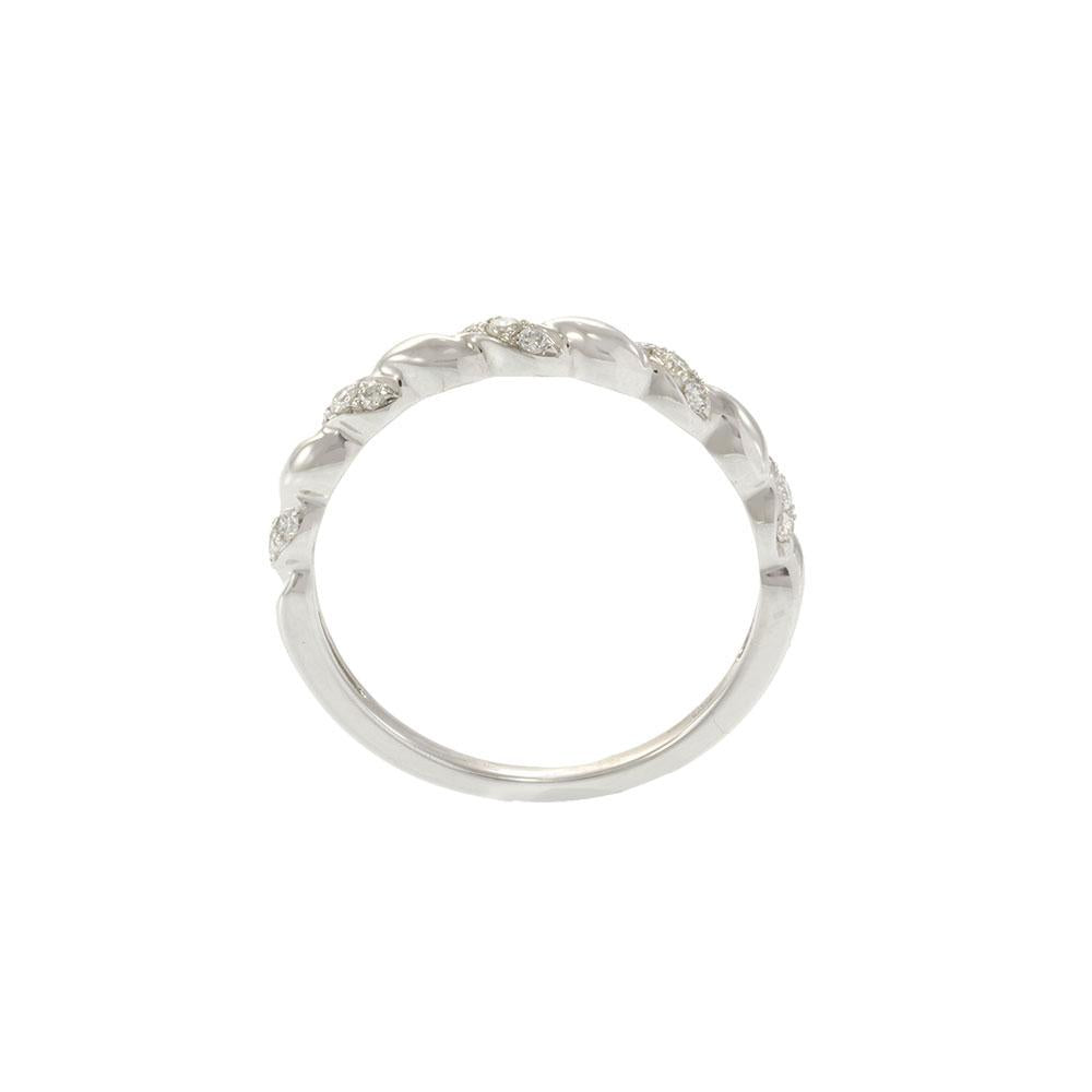 18KT White Gold Diamond Twisted Braid Ring