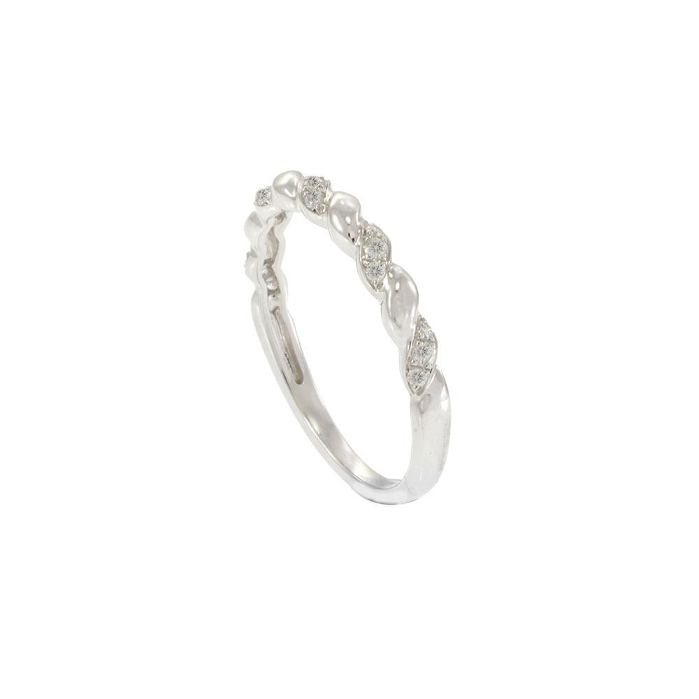 18KT White Gold Diamond Twisted Braid Ring